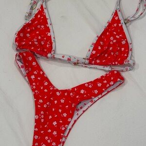 Kulani Bikinis Red Floral Bikini Set